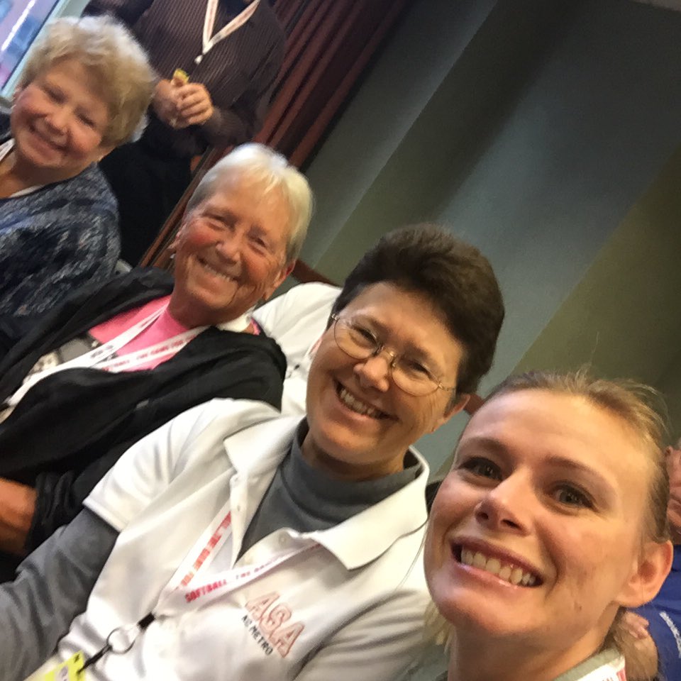 ASA/USA friends up early learning about BOLLINGER Insurance. #softballville15 #playASA