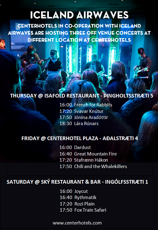 Isafold_'s tweet photo. Coming up - @icelandairwaves Off Venue concert at @Isafold_ tomorrow at 16:00.  Welcome! https://t.co/3wC8uLpLxd