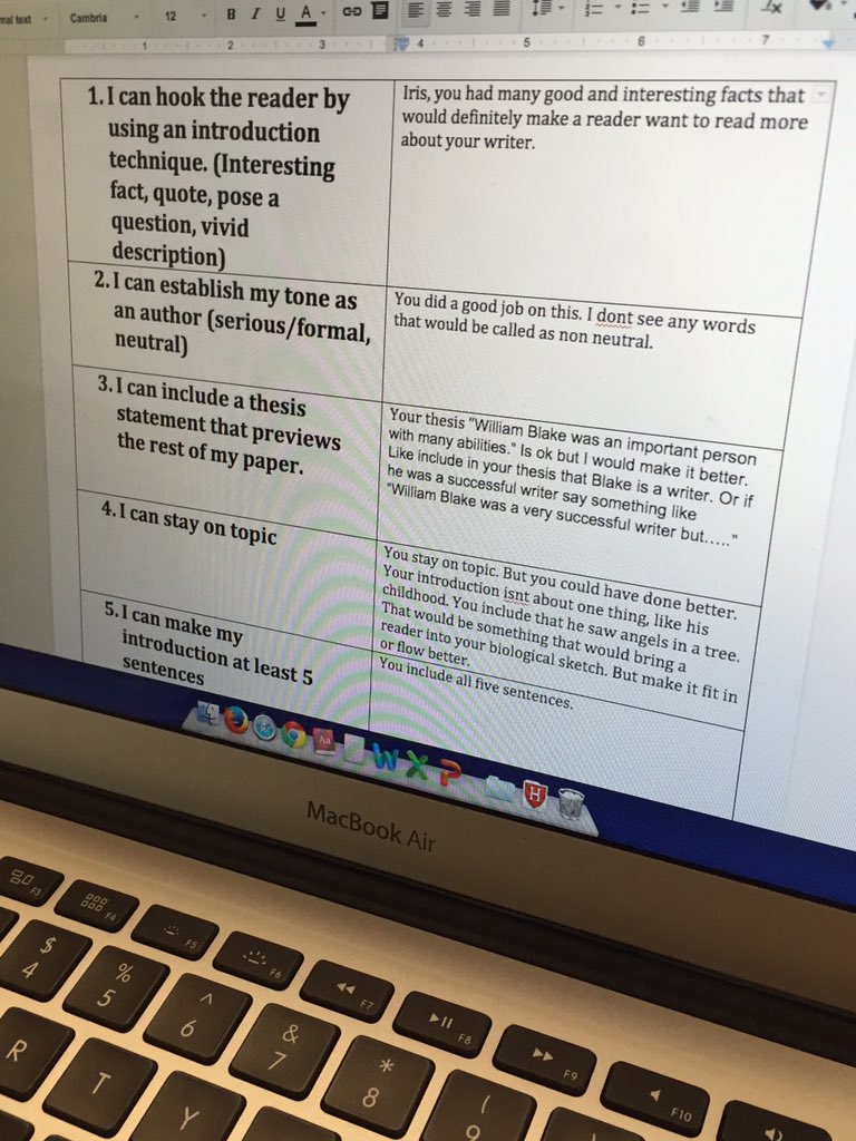 jaxdematz's tweet photo. Descriptive feedback from peer reviews based on student created success criteria! @LisaLienemann @MDFormative https://t.co/WmDYbbYbh4
