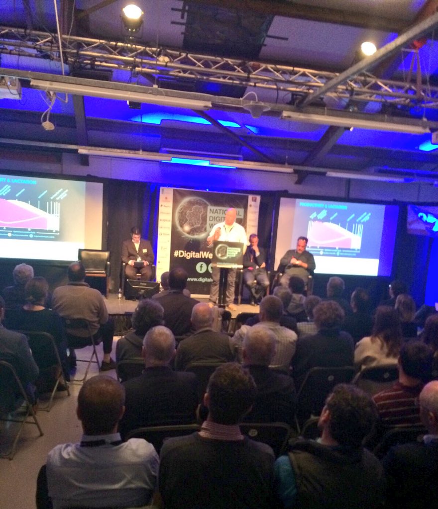 AIBBiz's tweet photo. Conor Beirne @dairymaster Senior Vet talks through simplifying animal health with tech #backedbyAIB #DigitalWeekirl https://t.co/juFfttJEUg