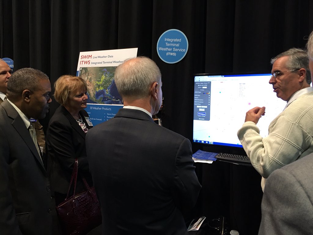 SWIM_Unofficial's tweet photo. FAA VP Jim Eck w/ Malcolm Andrews, Maureen Cedro &amp; the #FAASWIM team on SWIM Flight Data Pub at SWIM Connect #ATCA60 https://t.co/POn13u4k5d