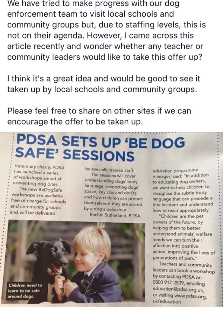WF4Dogs's tweet photo. Do u teach or work in a school? Are u interested in dog workshops around responsible behavior? #BeDogSafe @PDSA_HQ https://t.co/UuSYr9jOeZ
