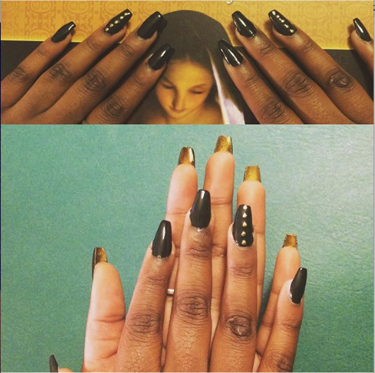 DontBeSoCuticle's tweet photo. Erzi's Golden Girl nails! #nails #acrylicnails #gold https://t.co/38dCjNI3x8