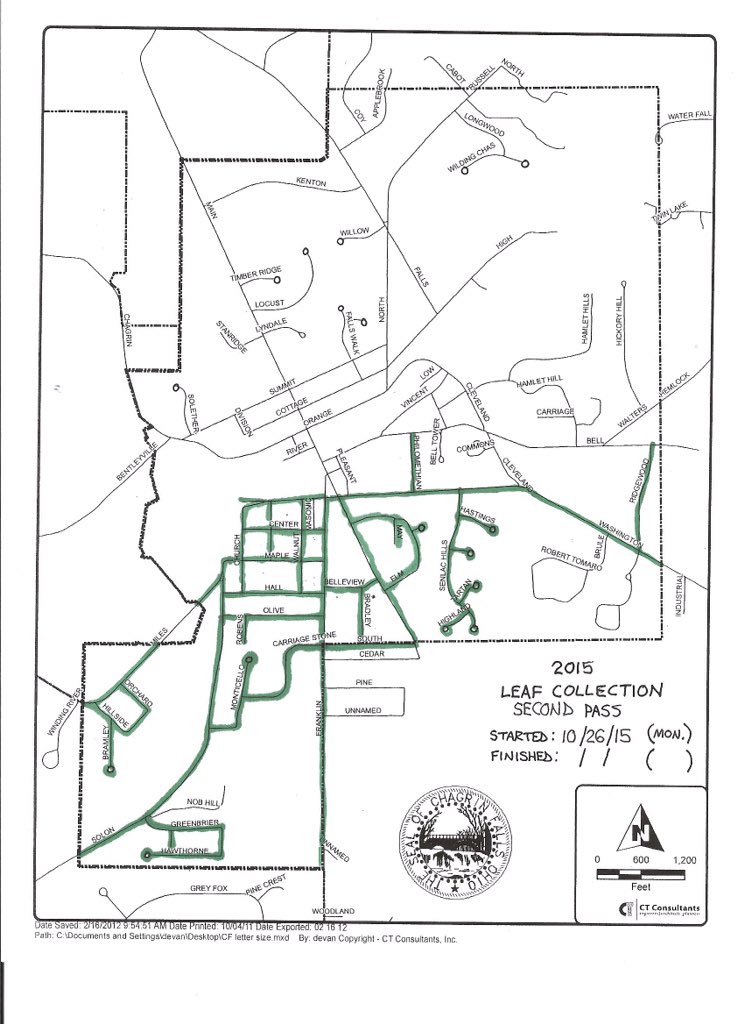 ChagrinFalls's tweet photo. Start of day leaf truck location for 11-4. Crews working late to collect leaves, maps will post in morning. https://t.co/Zjc7rbhjpL