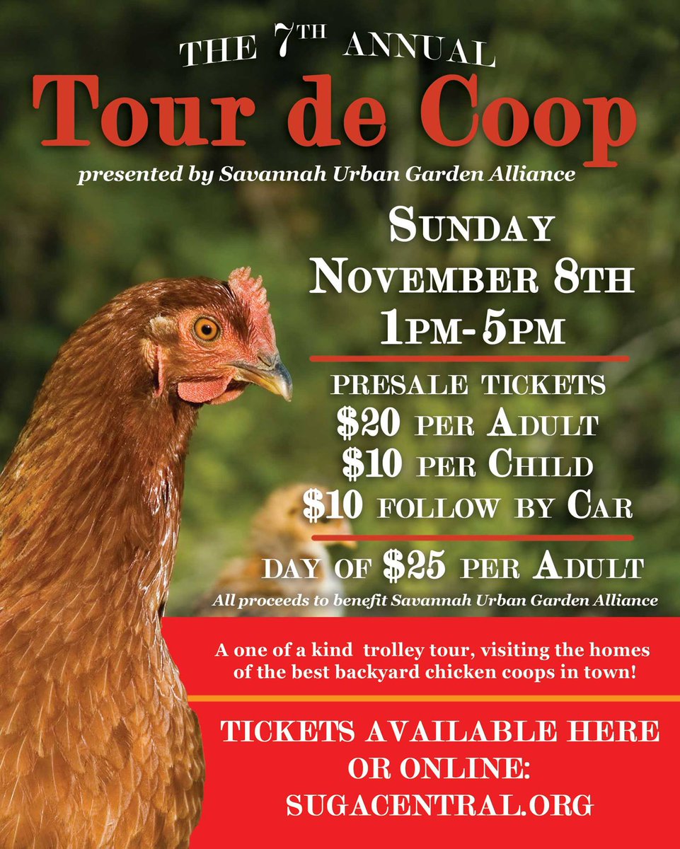 WellFEDSavannah's tweet photo. The 7th Annual Tour De Coop is Sunday, November 8th. Tickets still available here: https://t.co/j4pZWJmg4l https://t.co/Z0AQ3ofE6k