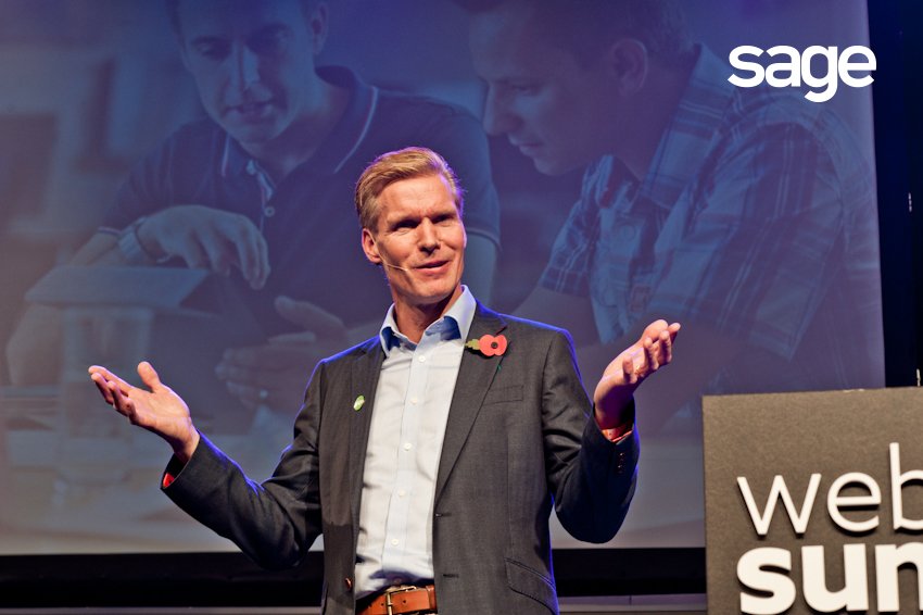sageuk's tweet image. Sage CEO Stephen Kelly @SKellyCEO speaks at #WebSummit