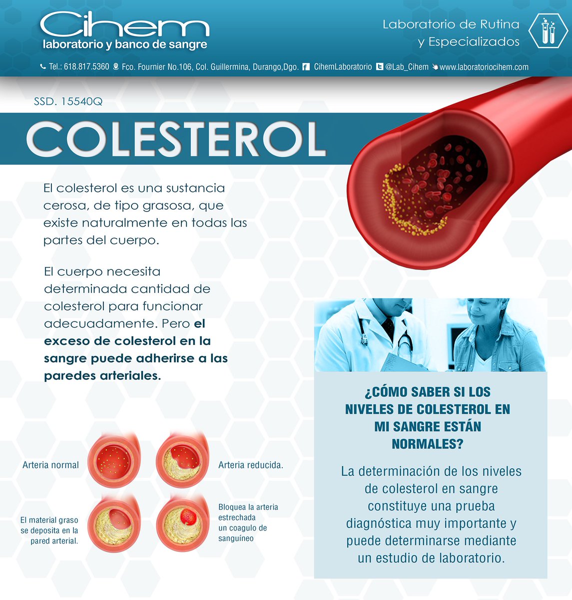Lab_Cihem's tweet image. Un examen de colesterol se hace para diagnosticar un trastorno lipídico.#Infórmate #Cuídate #Laboratorio #Cihem