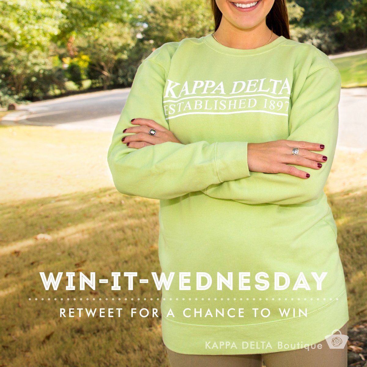 KappaDeltaHQ's tweet photo. Ready for Win-It-Wednesday?! RT for a chance to win this sweatshirt from the KD Boutique. #goKD https://t.co/NCQWZmuxT4