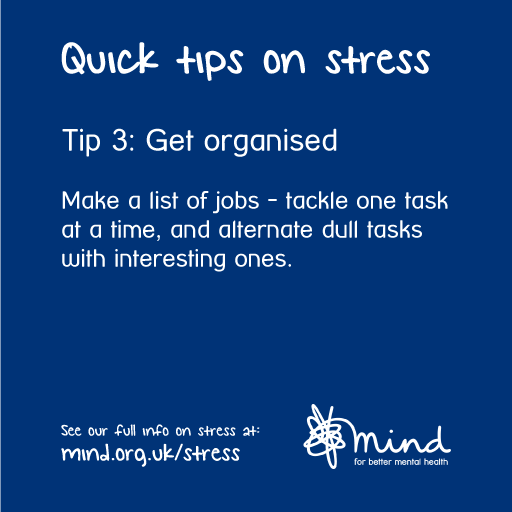 MindCharity's tweet photo. Here’s 4 tips on coping with stress for #NationalStressAwarenessDay. RT and let someone know we're here to help https://t.co/TsEpqZo36c