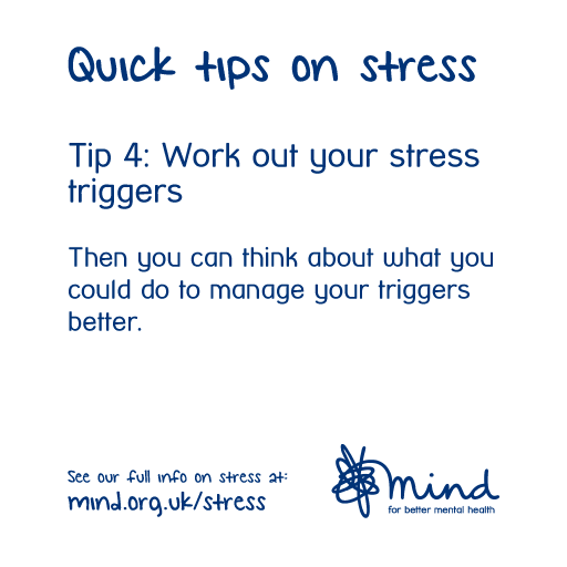 MindCharity's tweet photo. Here’s 4 tips on coping with stress for #NationalStressAwarenessDay. RT and let someone know we're here to help https://t.co/TsEpqZo36c
