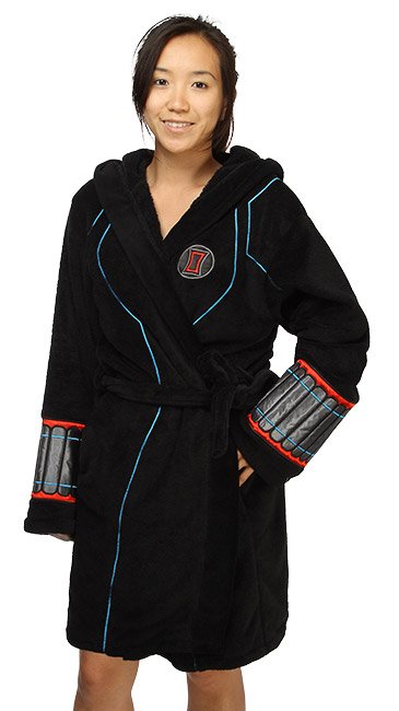 AgentM's tweet photo. This Black Widow robe from @thinkgeek is awesome. https://t.co/m5SRcuOk3F https://t.co/ul7X3WWAFY