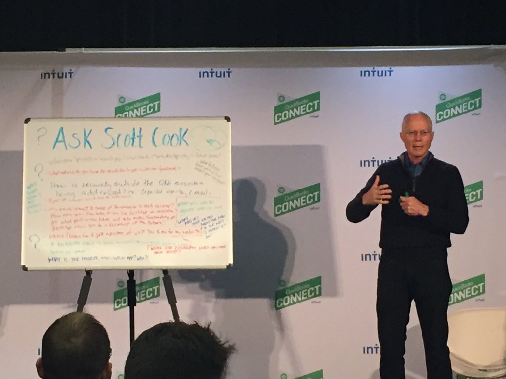 NourSFO's tweet photo. Scott Cook addressing developers at QBConnect @QuickBooksUK https://t.co/FxQexK2UuO