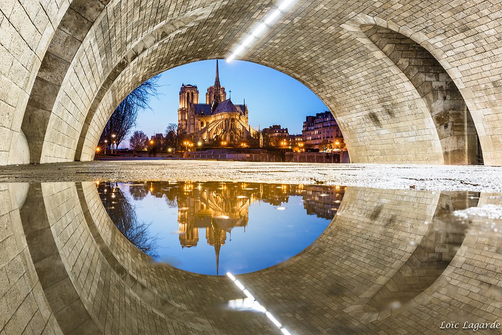 Piclogy's tweet photo. The Eye of Notre Dame de #Paris by night | Photography by ©Loïc Lagarde https://t.co/eSfMo1jV1C