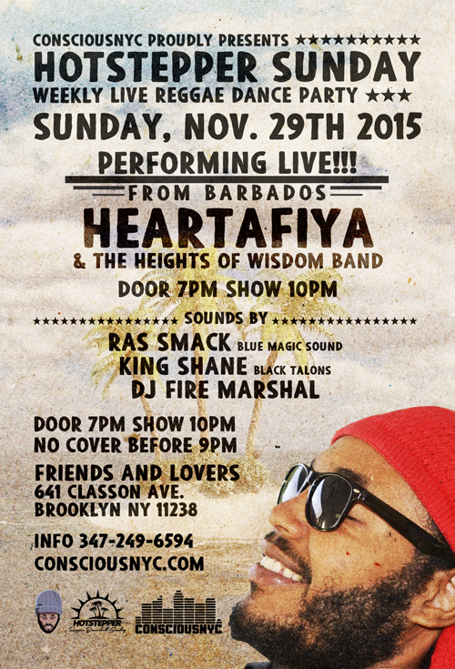 ConsciousNYC's tweet photo. Nov.29th Live at #Hotstepper #Reggae #Sunday @Heartafiya Sets from @BlackTalons357 #BlueMagicSound #DJFIreMarshal https://t.co/l6wIb6L2Ft