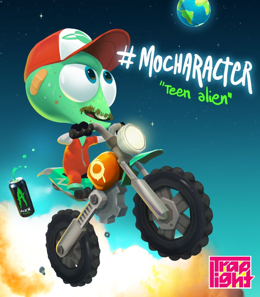TraplightGames's tweet photo. @SmallGiantGames Here's our alien during his teen years, so manly. #MoCharacter Hey @GrassContact show us your mo! https://t.co/Wfe2bM1n1U
