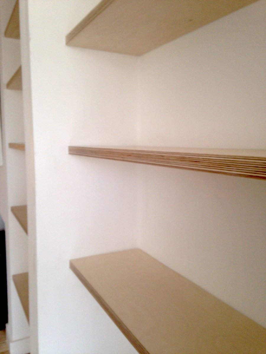 madebyjason's tweet photo. Some beautiful custom ply wood shelves we built with a formica finish #handmade #built #custom #plywood #formica https://t.co/xECxYPUln6