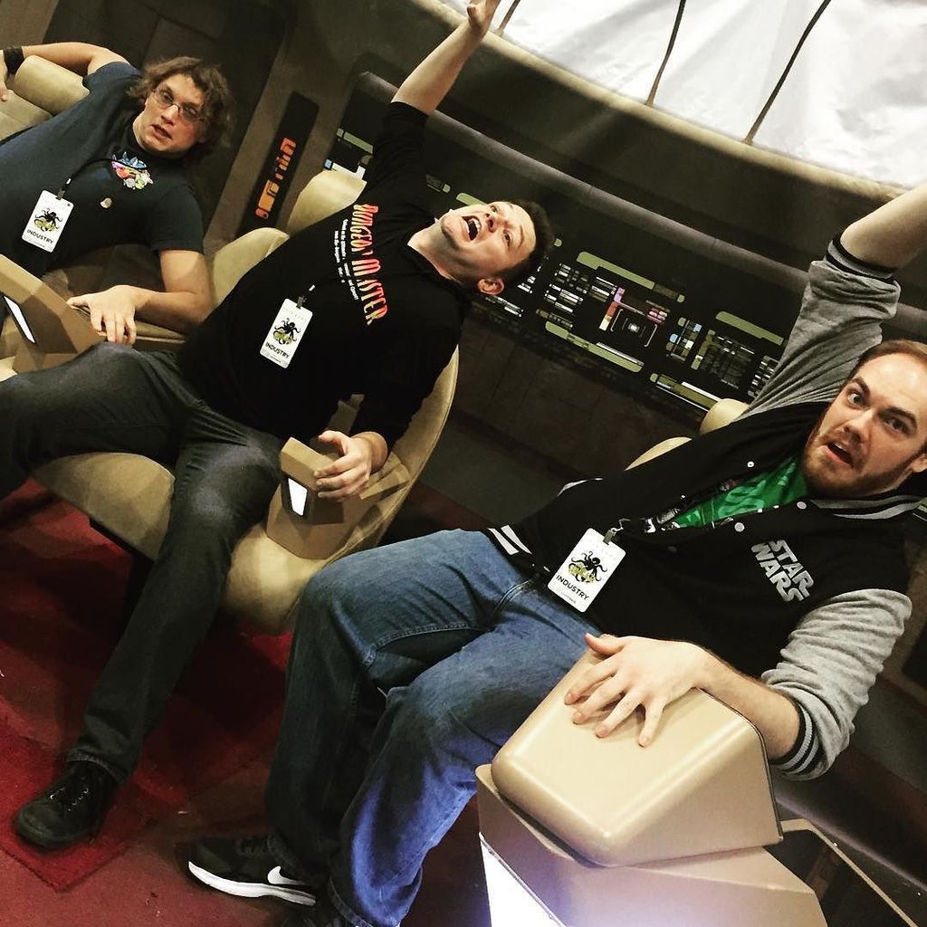 Xanderrific's tweet photo. Don't drink and command a starship, kids. w/ @uttshowofficial's @kevinmbecker &amp; @stuntben_la #StarTrek https://t.co/j9bc52LnNC