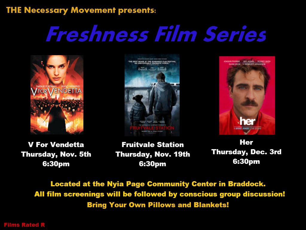 redefining_self's tweet photo. Check out our Freshness Film Series!
Starting with V For Vendetta on 11/5/15 @ 6:30pm!

#tnm #pittsburgh #braddock https://t.co/cZqwwxQjwK