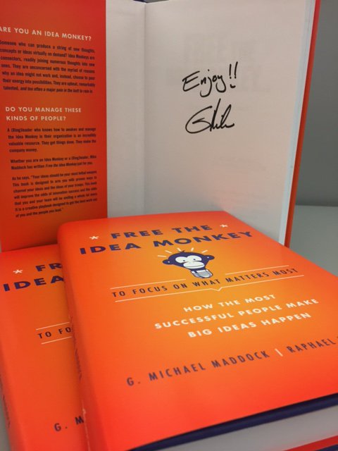starkeyhearing's tweet image. RT for a chance to win an autographed copy of “The Idea Monkey” by #StarkeyExpo speaker @theideamonkey.