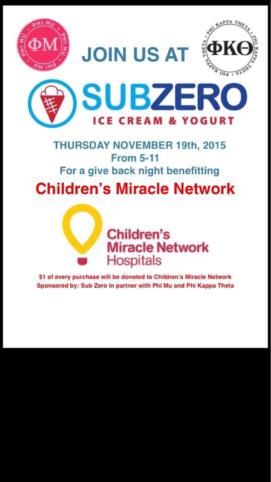PhiKapps_UL's tweet photo. Please join us and the ladies of @PhiMuAlphaSigma for a giveback night at sub-zero November 19th! https://t.co/alrSW4HdOy