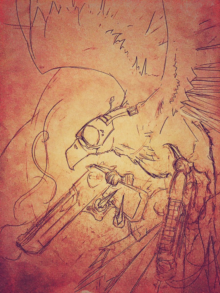 fsha's tweet photo. @titos2k @outstarwalker still inspired ;) because why not a bald eagle clutching desert eagles #illustration https://t.co/DXnW5gah0z