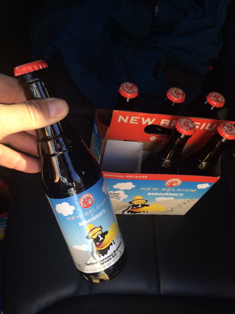davealthouse's tweet photo. First stop on my way to work, picking up Salted Catamel Brownie Ale - @newbelgium & @benandjerrys https://t.co/Q6Hzrn76pr