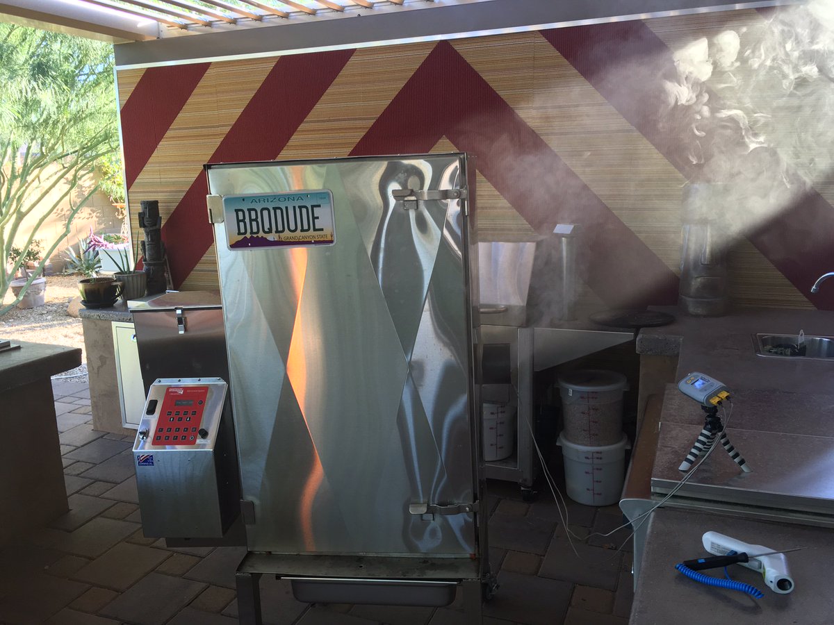 Greenscookery's tweet photo. Smoking pork on Sunday Morning. Almost time for breakfast tacos! @cookshackinc https://t.co/r01WHanUGt