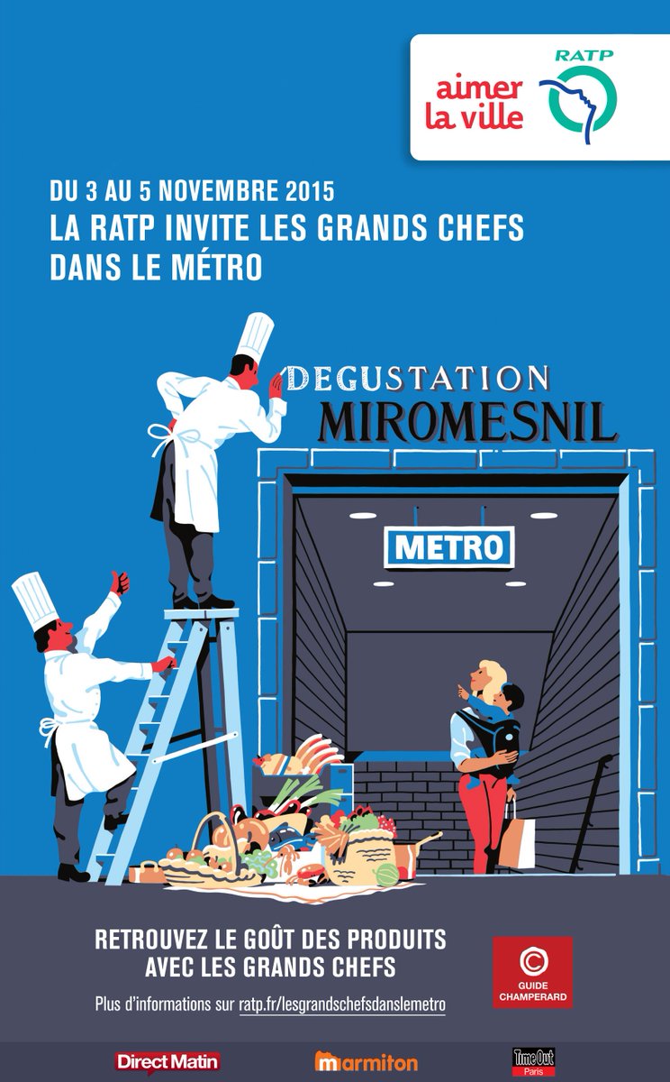 RATPgroup's tweet photo. La #RATP invite les Grands Chefs dans le métro du 3 au 5 novembre, à la station Miromesnil https://t.co/32bLp3vGxR https://t.co/owSIQGsTTb