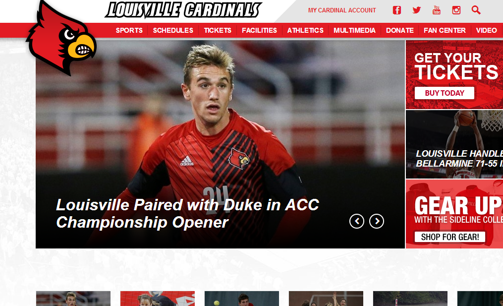 robwelli's tweet image. Classic @jkunks317 looking like a total square on the front of the @GoCards website. Good luck against Duke my dude