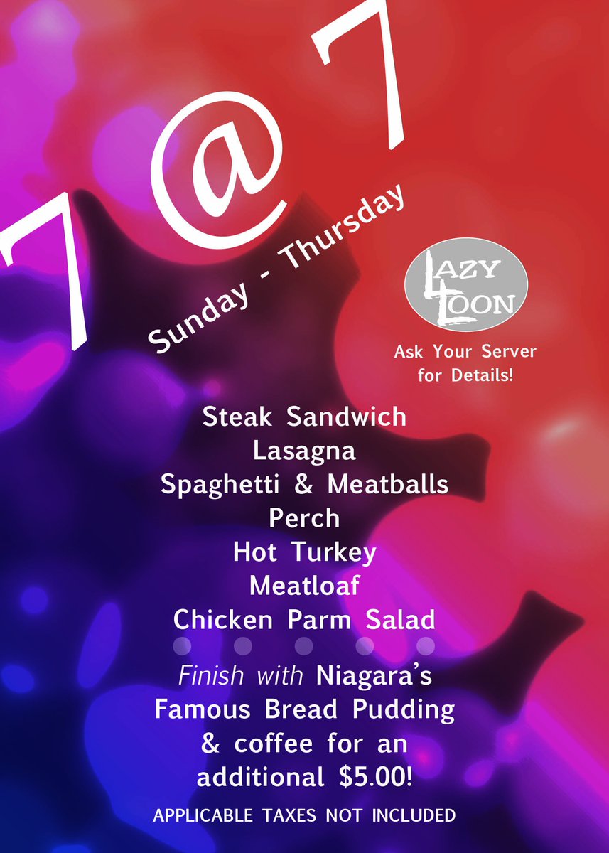 LincolnLoon's tweet photo. We've got 7 great items at 7pm for $7 - Sun thru Thurs.  Check it out! https://t.co/j6DzHwdYcm
