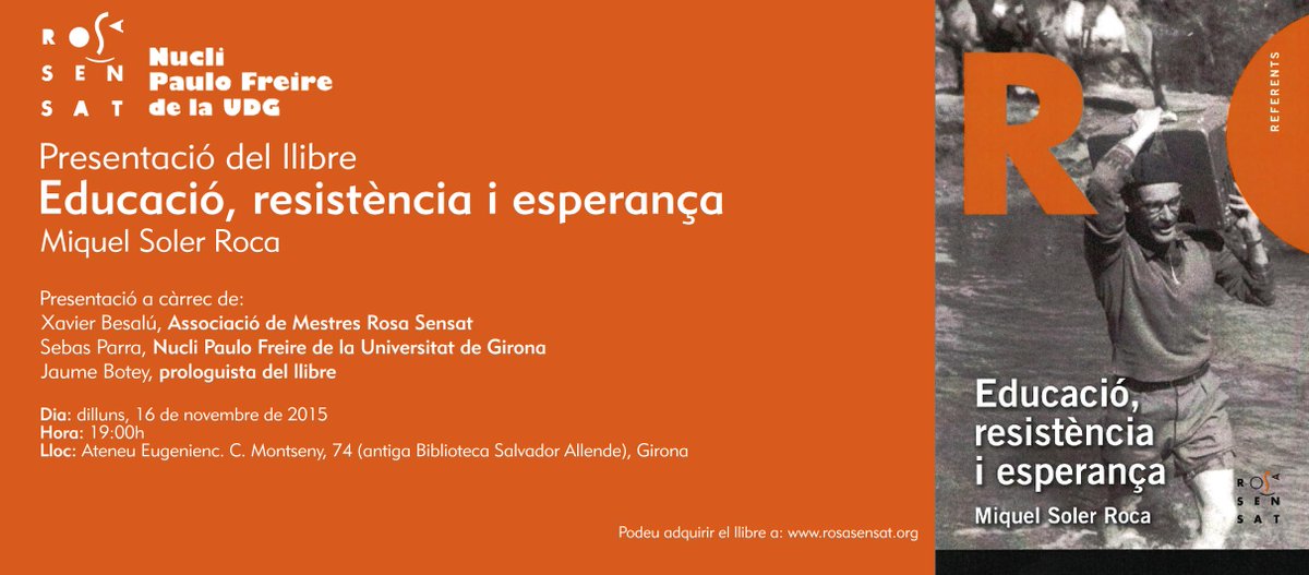 :: Sebas Parra &gt; El nostre Freire a l’Ateneu eugenienc, 16 de novembre (19h) &gt; eldimoni.com/el-nostre-frei… / <a href="/UdGFreire/">Nucli Paulo Freire</a>