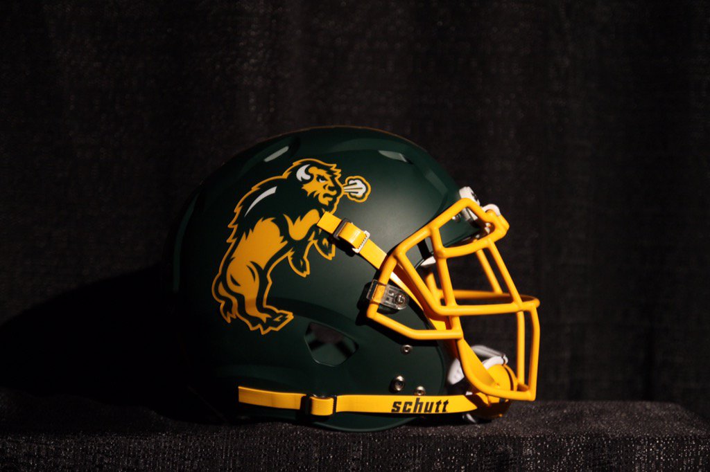 NDSUathletics's tweet photo. BREAKING: NDSU Unveils New, Alternate Green Helmet for Harvest Bowl

https://t.co/MPvyKpwukc

#HornsUp #BisonPride https://t.co/mAe7zKkkDd