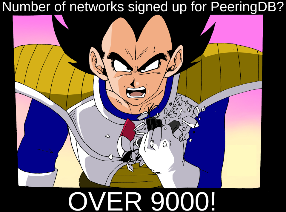 Over 9000 networks have now registered with PeeringDB!