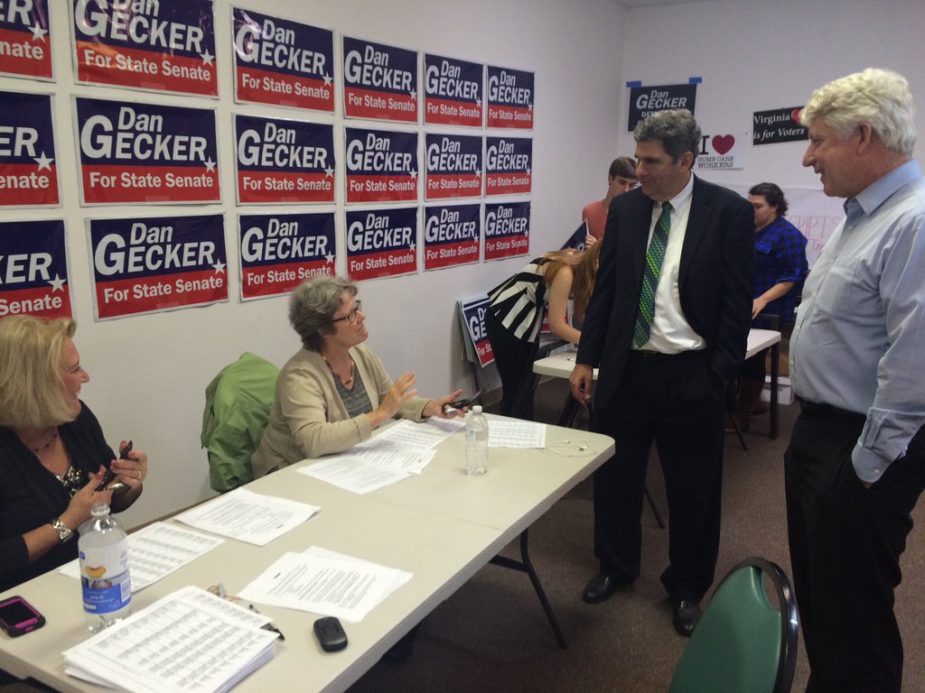MarkHerringVA's tweet photo. Stopping by @dangecker headquarters to thank #GOTV volunteers! #TurnVASenateBlue https://t.co/x1hIG3bbBU