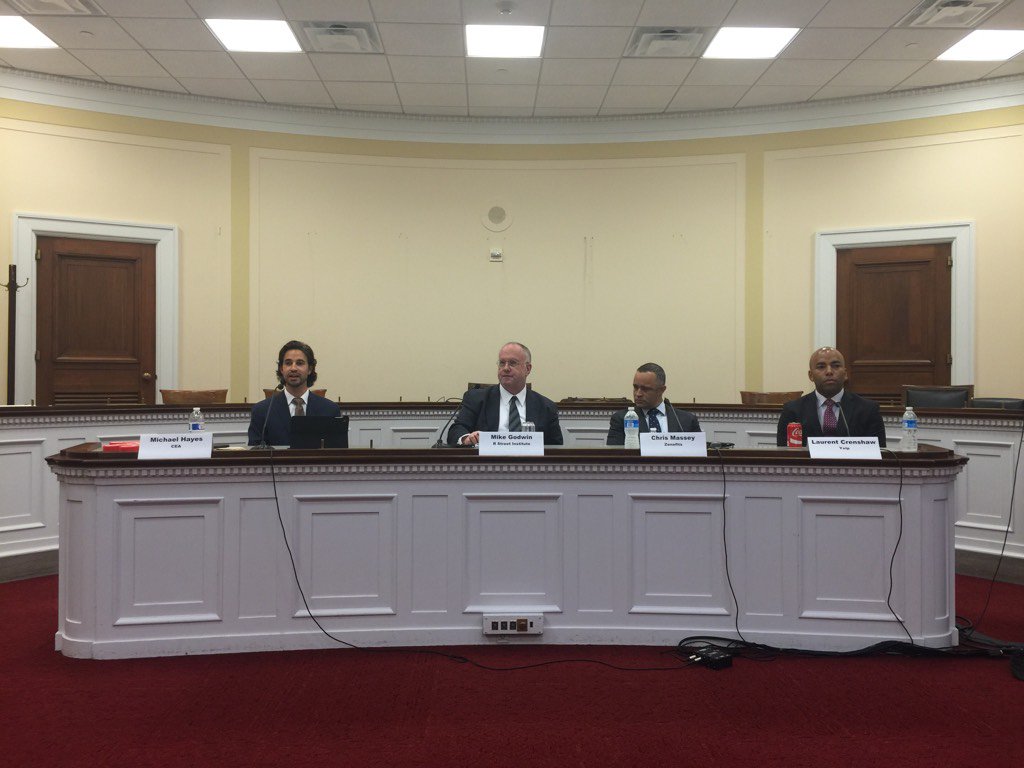 RSI's tweet photo. R Street's @sfmnemonic speaking on #antislapp on the hill today with @LCrenshaw @hayesmp and @zenefits https://t.co/d4JsX1syOo