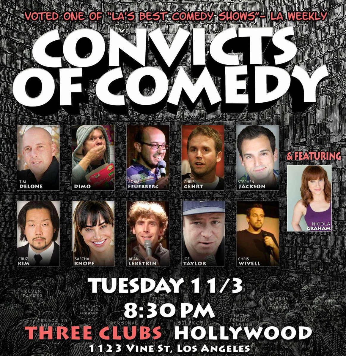 Nicola_Graham's tweet photo. I'm back, baby! Doing stand up w/the hilarious @ConvictOfComedy Tues nite, 830pm @threeclubs!#rustyvaginanotincluded https://t.co/bvqjubbmAA
