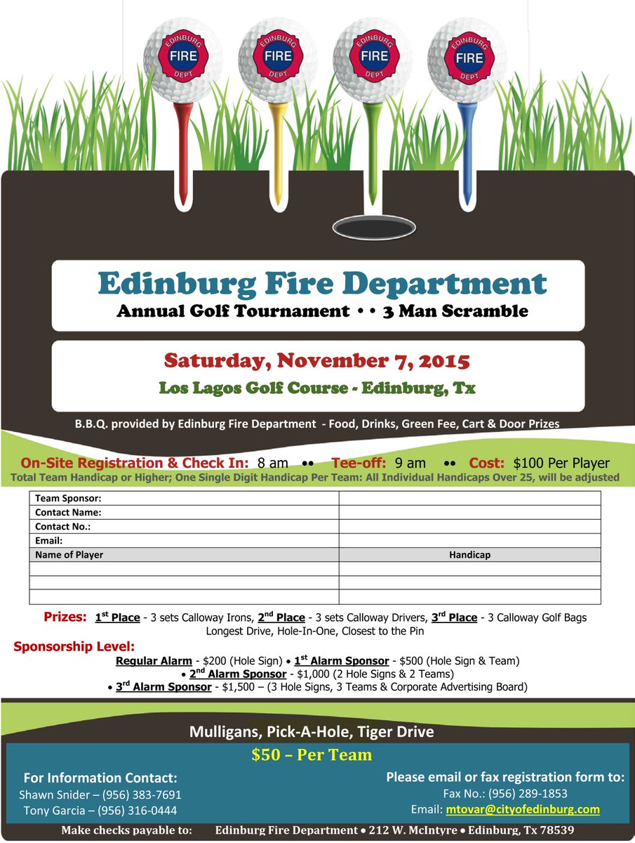 Support a great cause and have some fun: Attend the #Edinburg VFD's annual golf fundraiser THIS SATURDAY! #RGV