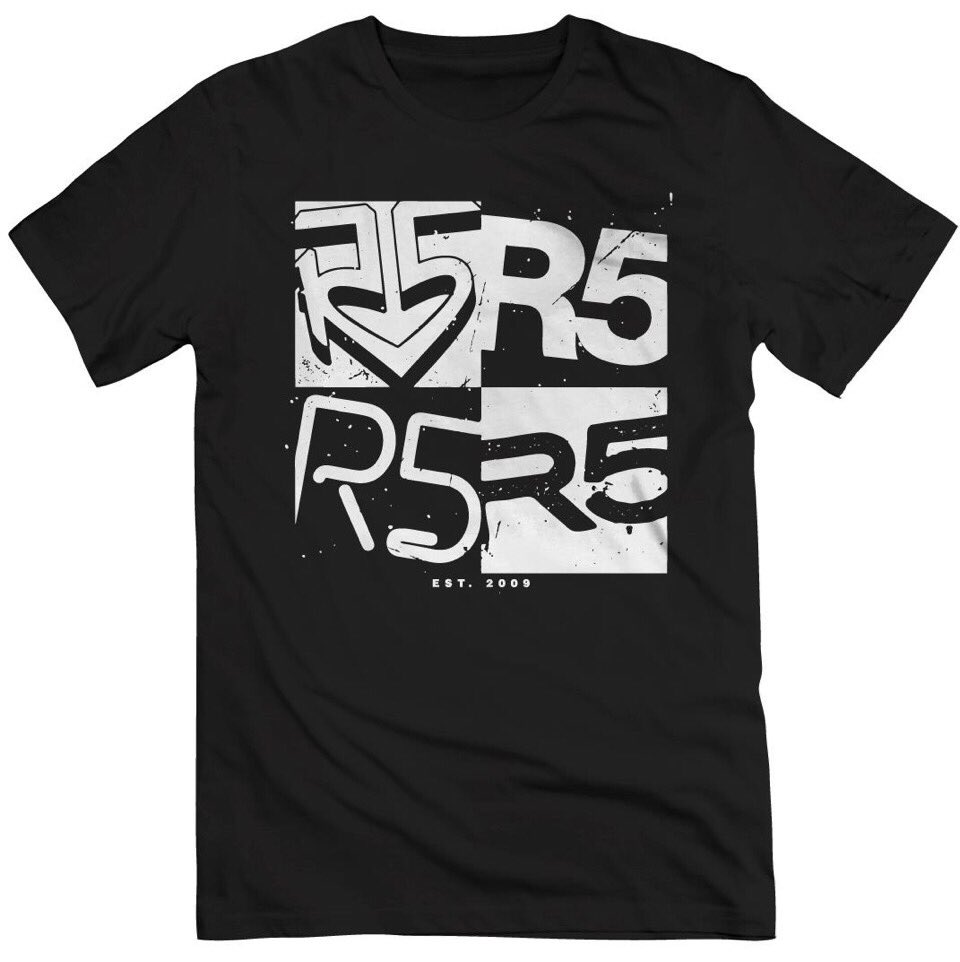 R5OnlineStore's tweet photo. The R5 Quad Logo Tee. In black or olive. Only at the R5 Online Store: https://t.co/sUWYDES4r1 https://t.co/AdJSI0vMav