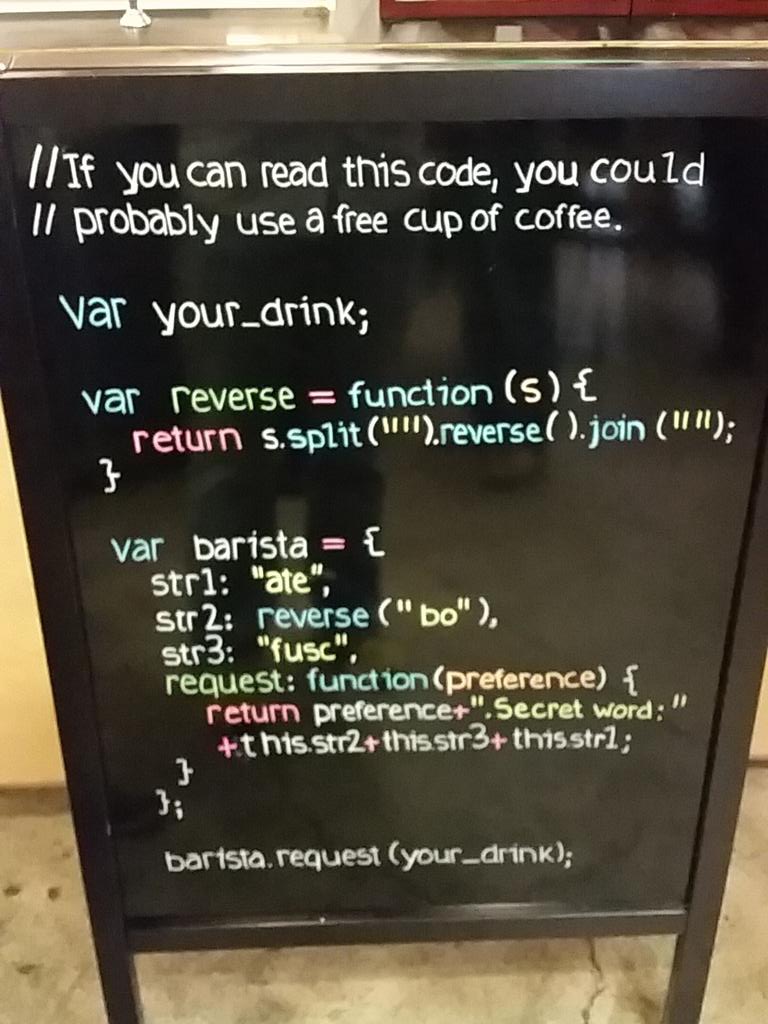 Prof_OZ's tweet image. Only in San Francisco #CodeForCoffee