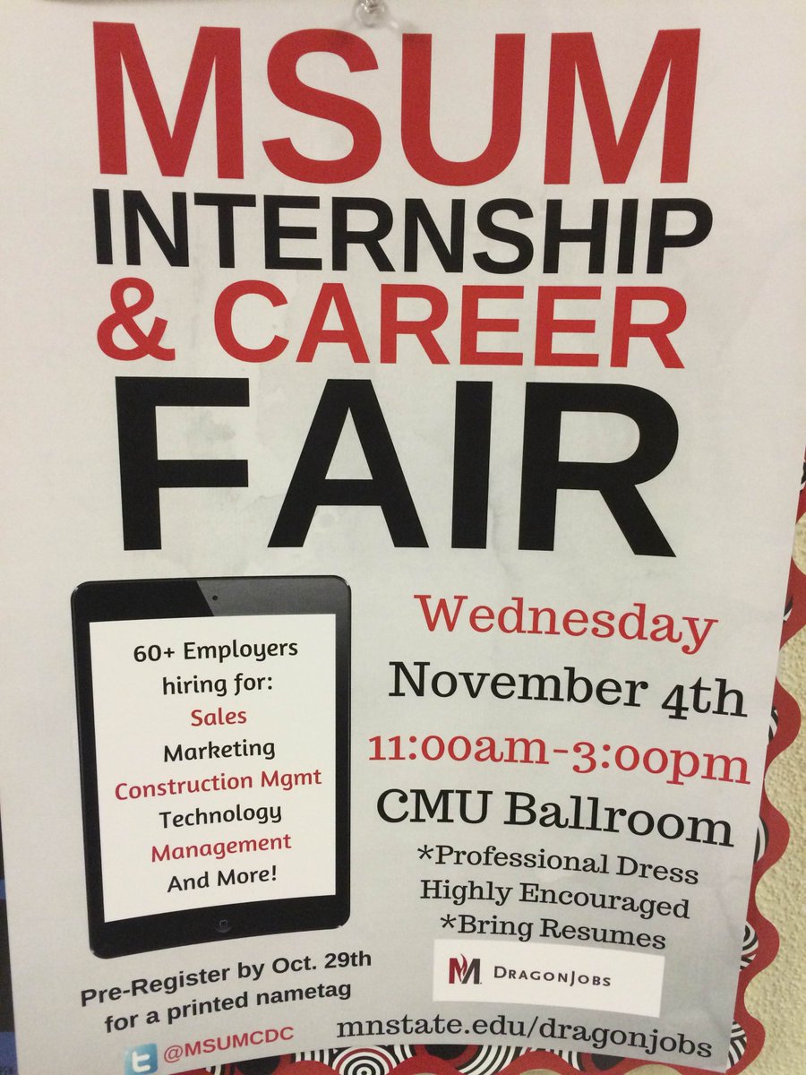 It's almost here! The MSUM Internship and Career Fair is on Wednesday. Will you be there? #MSUM