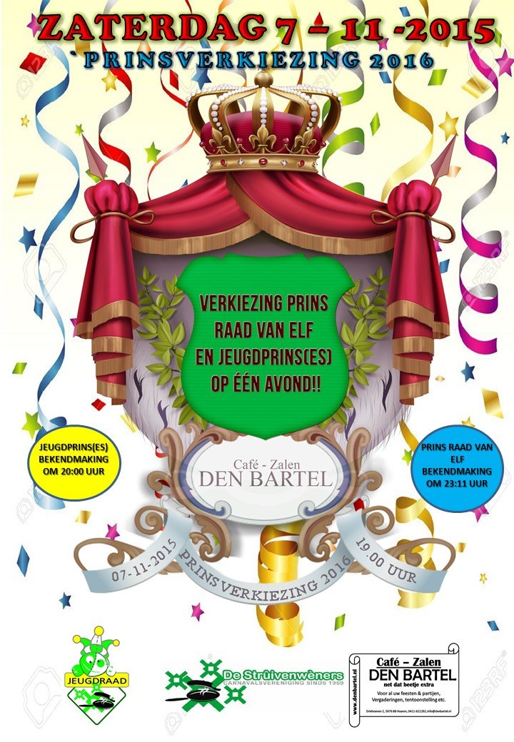 As zaterdag prinsverkiezing van de <a href="/Struiven/">CV De Strûivenwèners</a> en de @JeugdraadHaaren bij <a href="/DenBartel/">Café Den Bartel</a> #gezelligheid