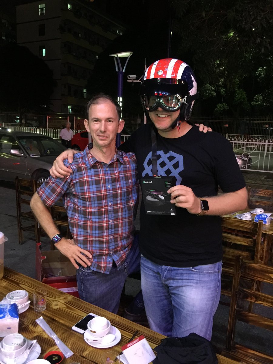 THEIoTODM's tweet photo. Our founder @petestaples hanging out with Captain America at the #PodPro launch party in Shenzhen @nomadgoods https://t.co/HXjyR89eaA