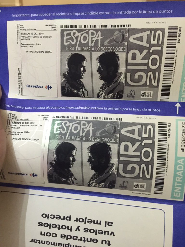 AlbaMalva3's tweet photo. @chovarrider @enfermeloca @Tonet93 Por fin las tengo!!! @estopaoficial el 19 de diciembre nos vemos en Valencia!!😀 https://t.co/rBLnm4hE0e