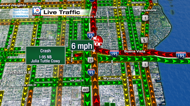 Crash on I-95 NB ramp to Julia Tuttle Cswy. Speeds at 6mph #traffic #miami @JeniseFernandez https://t.co/AsXZMCVsyO