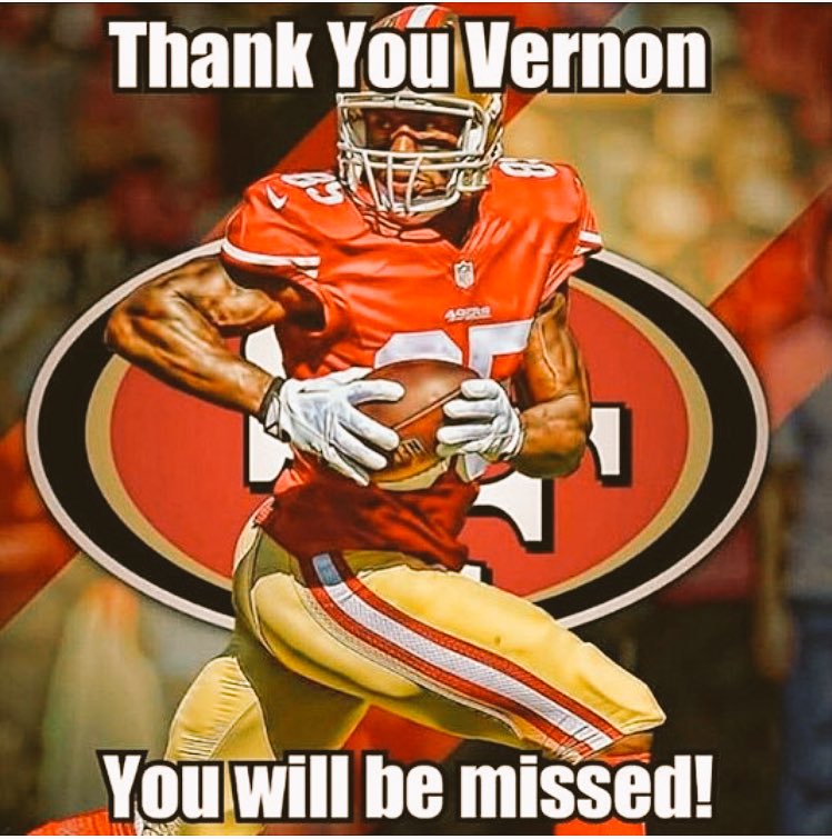 9ergirl's tweet photo. You deserve better @vernondavis85! Thanks for the memories! ❤️💛🏈 #49ers #VernonDavis https://t.co/0H8644MvHz