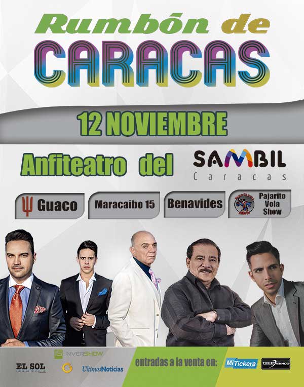 FcBenavidesScr's tweet photo. La fiesta es este 12 de Nov en el anfiteatro de @tusambil con el Rumbón de Caracas @OficialGuaco @BenavidesMusic https://t.co/YYXTNZf1lv