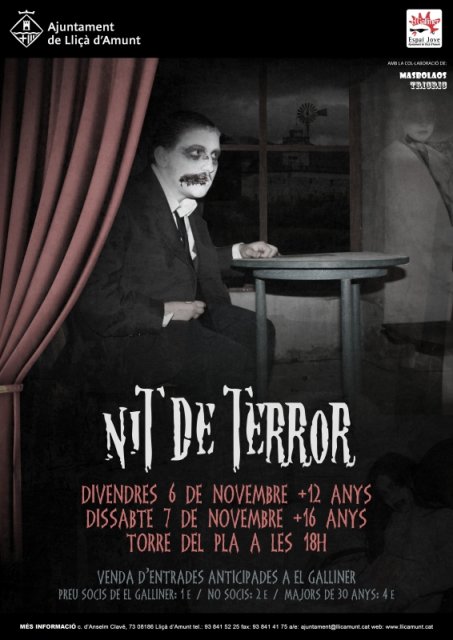 LLAnoticies's tweet photo. Aquest cap de setmana, l'horror farà de #LliçàdAmunt casa seva amb la #NitdeTerror a les 18h a la Torre del Pla https://t.co/IJxHCtToPW