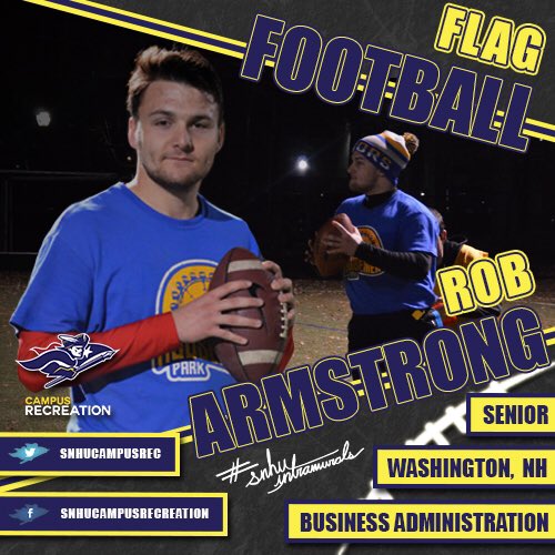 SNHUCampusRec's tweet photo. Vote for Rob Armstrong for Football MVP! Retweet and Favorite to cast your vote! https://t.co/kNayc9umsn