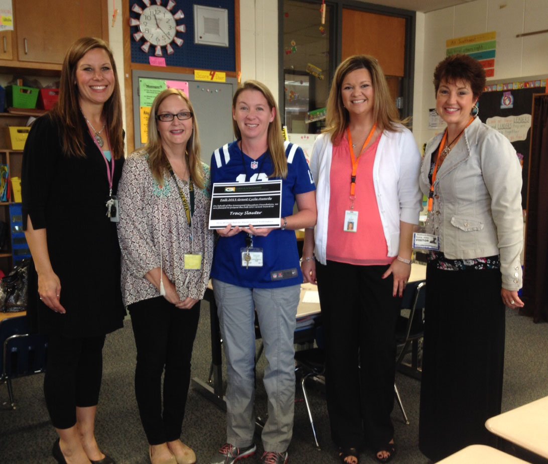 Mrs. Slauter, SW teacher awarded <a href="/gef_gw/">GW Edu. Foundation</a> grant for Weird Science Wednesdays!With Mrs. Guilfoy and GEF board members!