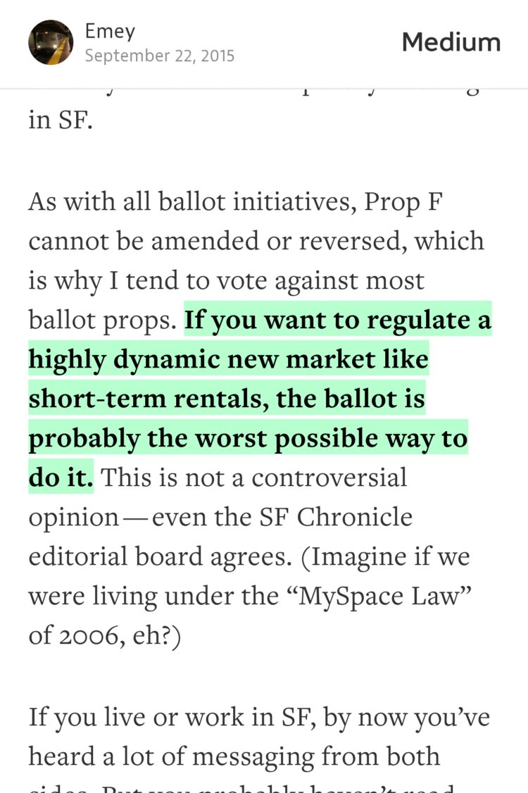 “If you want to regulate a highly dynamic new market like short-term rentals…” — <a href="/emeyerson/">Mayor Emey find me on other platforms 🇺🇲</a> medium.com/@emeyerson/pro…